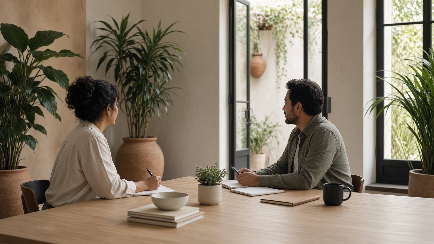 Conversación de trabajo en un entorno de cuidado